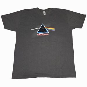 Pink Floyd Dark Side of the Moon Gray Embroidered Band Tee Size XL Shirt